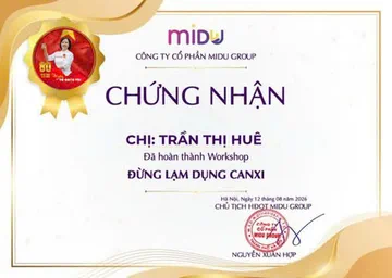 Chứng nhận hoàn thành Workshop Đừng lạm dụng Canxi